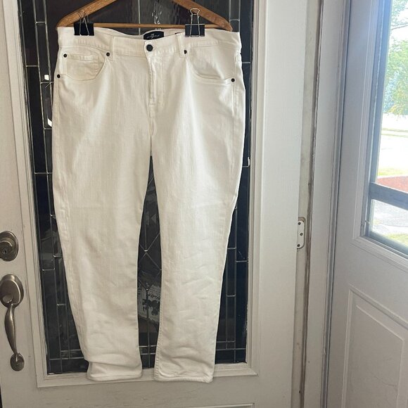 7 For All Mankind Luxe Performance Slimmy Tapered Mens 38X30 Stretch White Jeans - Picture 1 of 10
